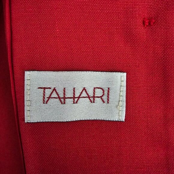 Tahari Vintage Linen Blend Long Sleeve Button Up Suit Jacket Red Blazer - Picture 3 of 9